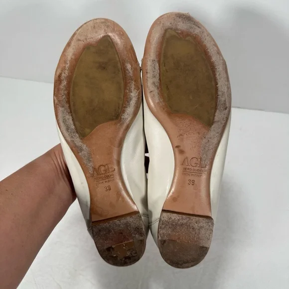 AGL Attilio Giusti Leombruni Cream Metallic Leopard Print Captoe Flats Size 9 - Picture 11 of 12